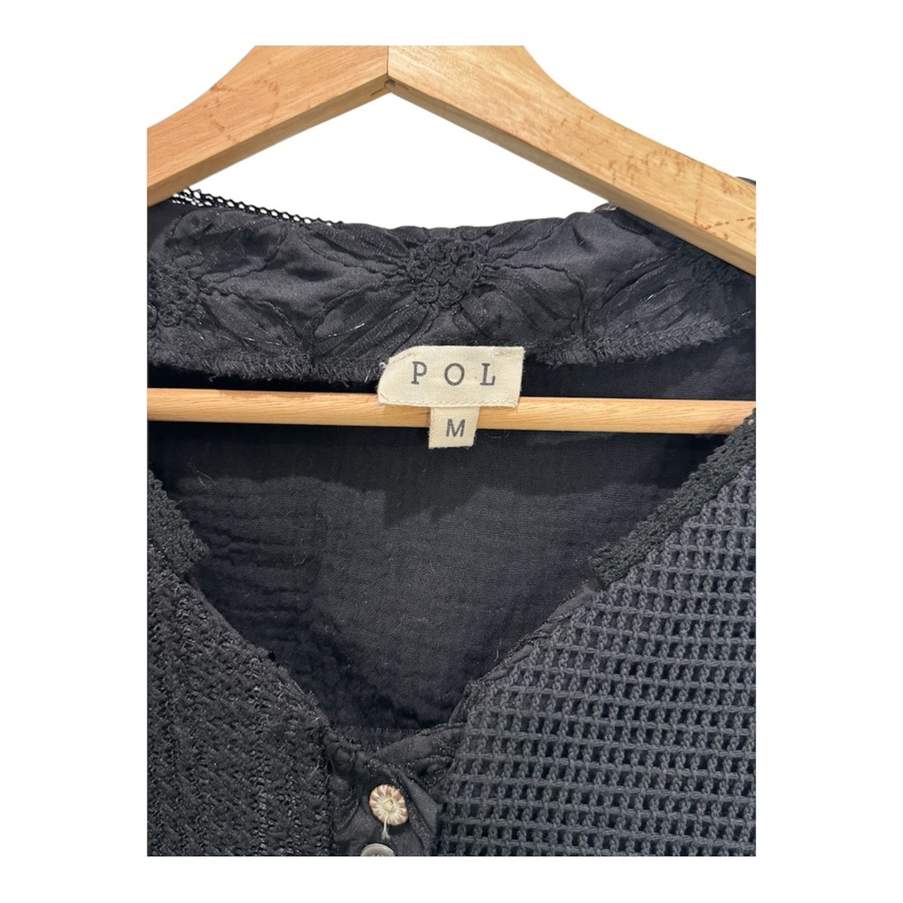 POL Anthropolgie Black Patchwork Texture Top $128… - image 2